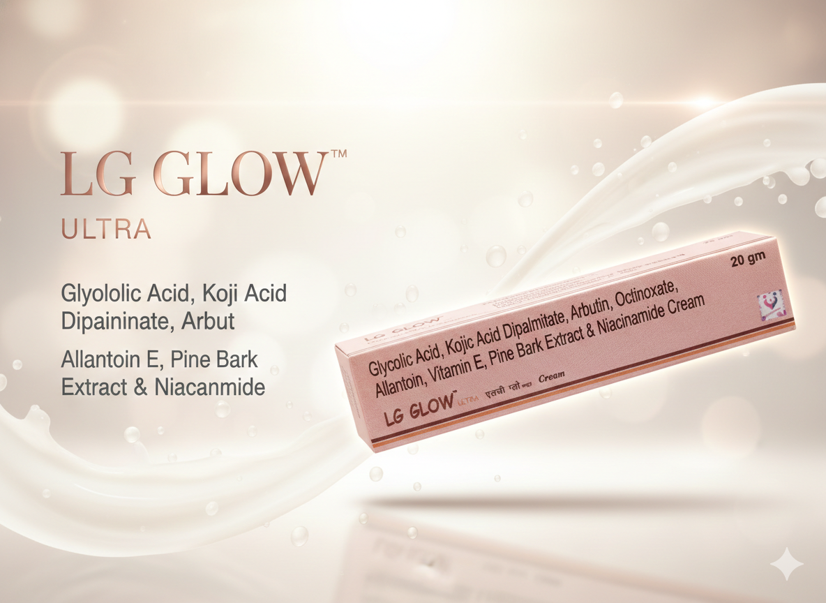 LG Glow Glycolic Acid, Kojic Acid Dipalmitate, Arbutin, Octinoxate, Allantion, Vitamin E, Pipe Bark Extract & Niacinamide Cream - Image 2