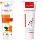 layultra combo set of vitamin c+e face wash and layultra bright and even skin